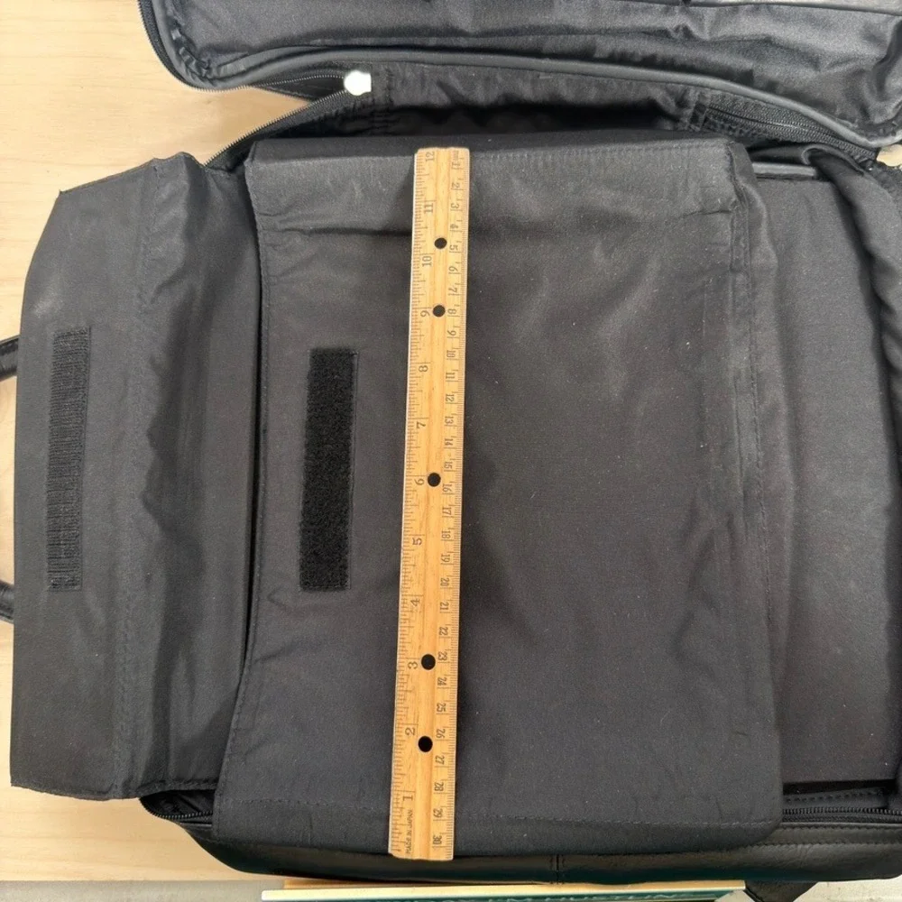 Unbranded Black Genuine Leather Laptop Backpack Briefcase Convertible Travel Bag